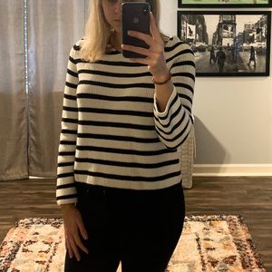 Cropped Loft Sweater with Ribbon Back